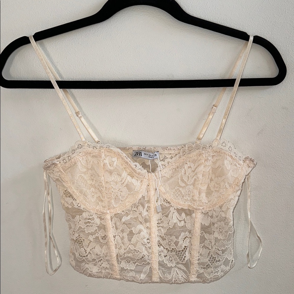 NWOT Zara Cream Lace Corset Top